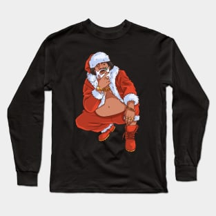 Black Santa Claus Gangster Christmas Long Sleeve T-Shirt